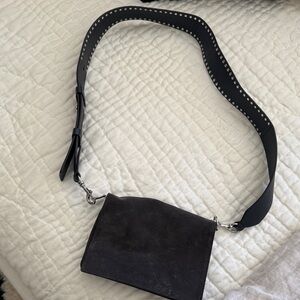 All Saints Grey Suede Crossbody Bag
